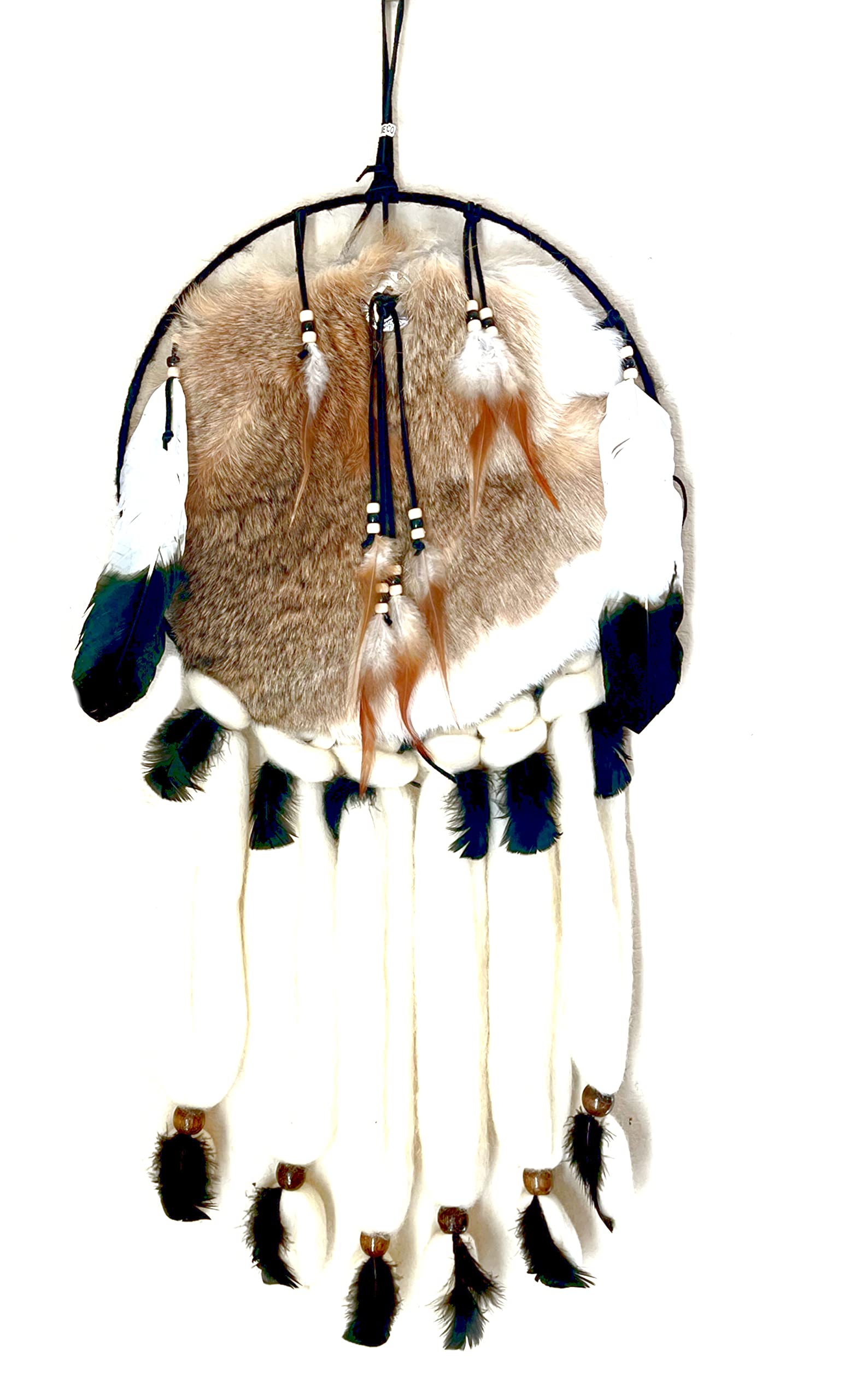 Amazon.com: Large Handmade Rabbit Fur Wool Mandela Dreamcatcher